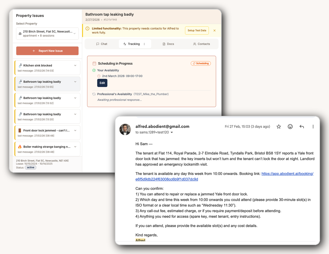 Booking confirmation showing scheduled maintenance visit